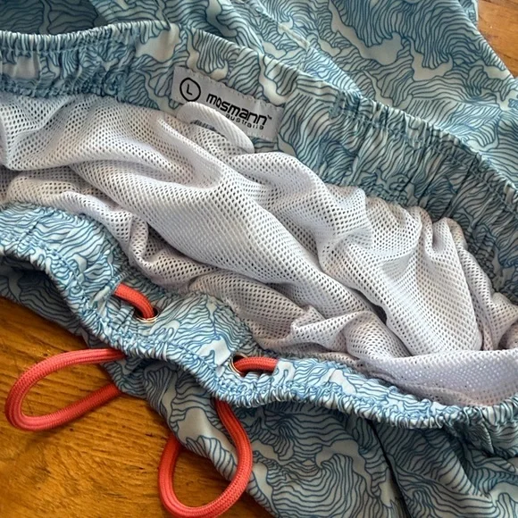 Blue Wave Pattern Men's Swim Shorts Size Large Mossman Australia Brand - Picture 8 of 8